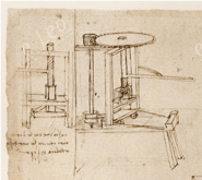 Da Vinci's printing press drawing
