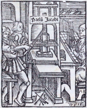 Claude Nourry's 1501 printing press drawing