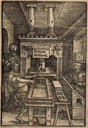 Josse Bade Ascensius's 1520 printing press drawing