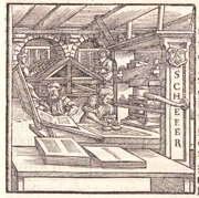 Christopher Froschover's 1548 printing press drawing