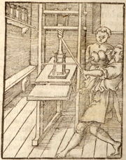 Sebastian Münster's 1574 printing press drawing