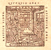 Jean Le Preux's 1587 printing press drawing