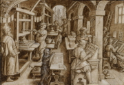 Jan van der Straet's 1595 printing press drawing