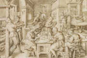 Jan van der Straet's 1587 printing press drawing